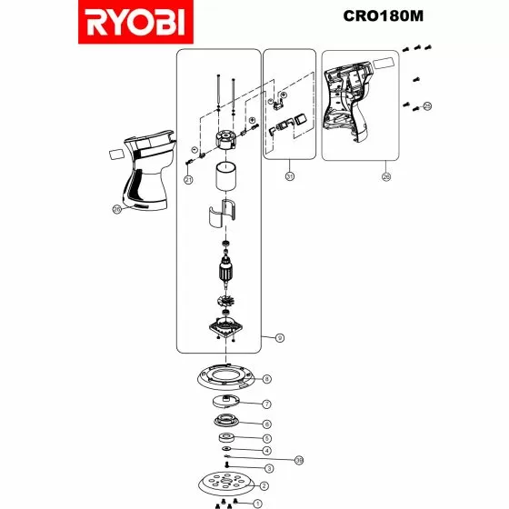 Ryobi CRO180M Spare Parts List Type: 5133000084